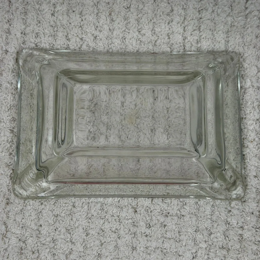 Clear Glass Ashtray Rectangular Dish Holder‎ Tray Vintage